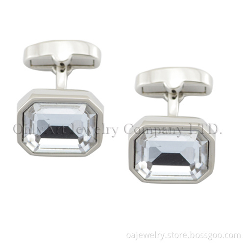 with Crystal on Mechnical Back Brass or Silver Cufflinks (OACL0351)